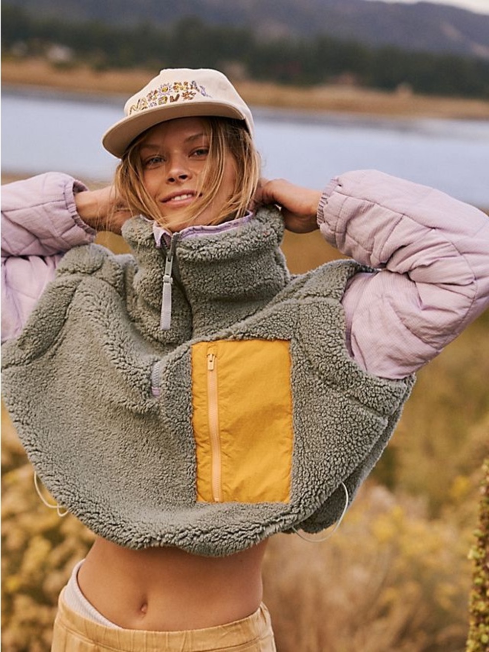 Free People FP Movement - Scenic Route Colorblock 1/2 Zip Fleece Jacket Small